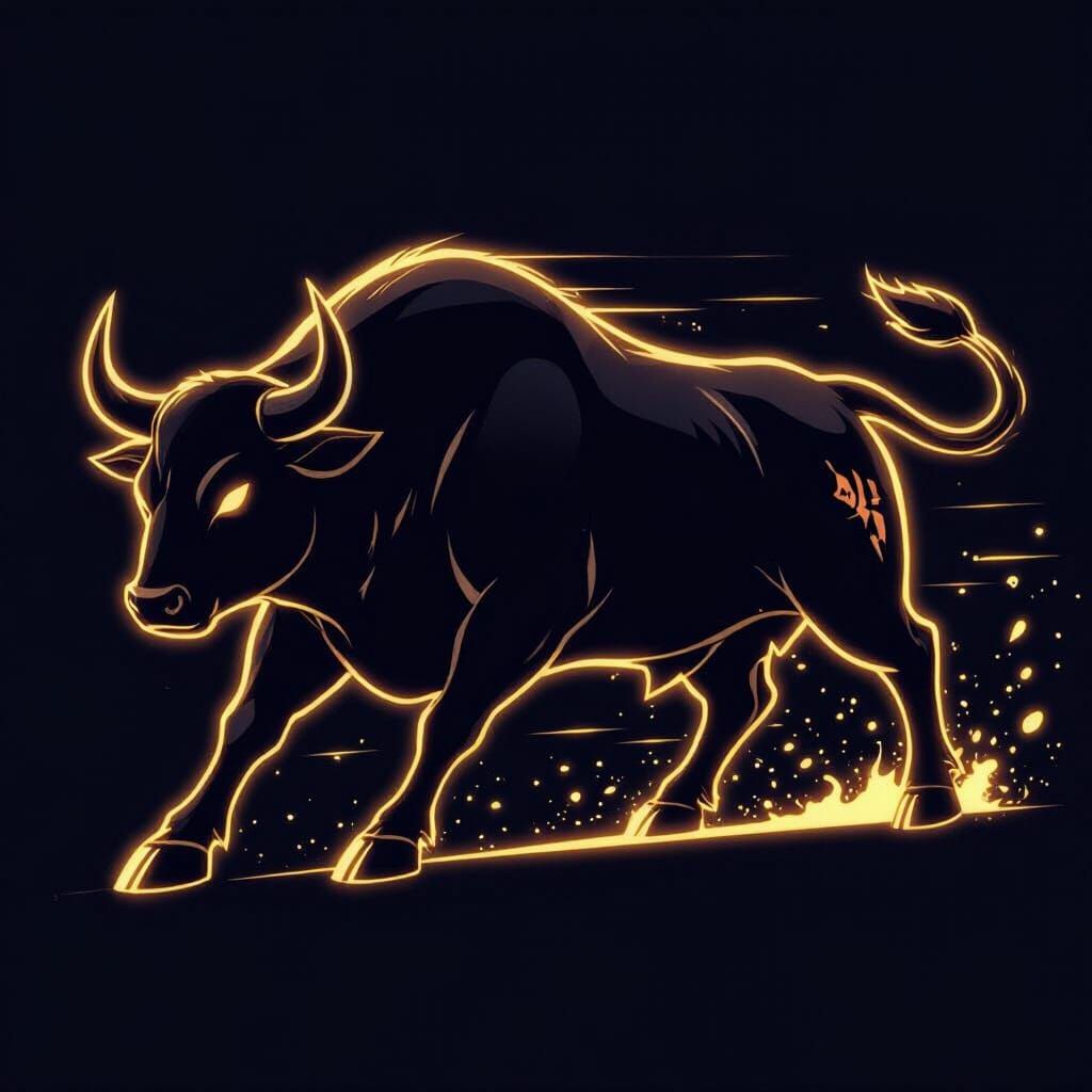 Black Bull Silhouette Logo in Anime Gaming Style