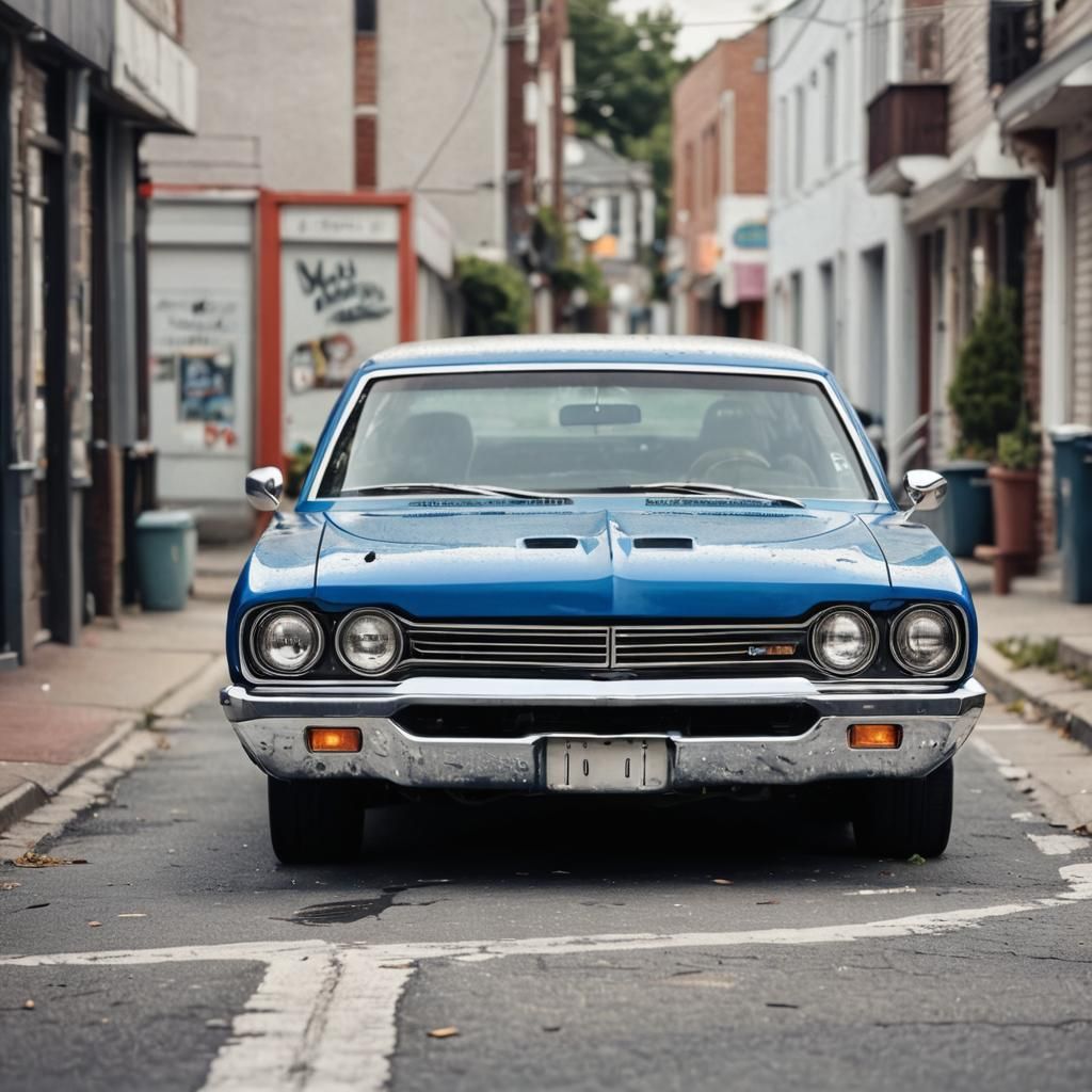 1970 Dodge in Hyperrealistic Digital Art Style