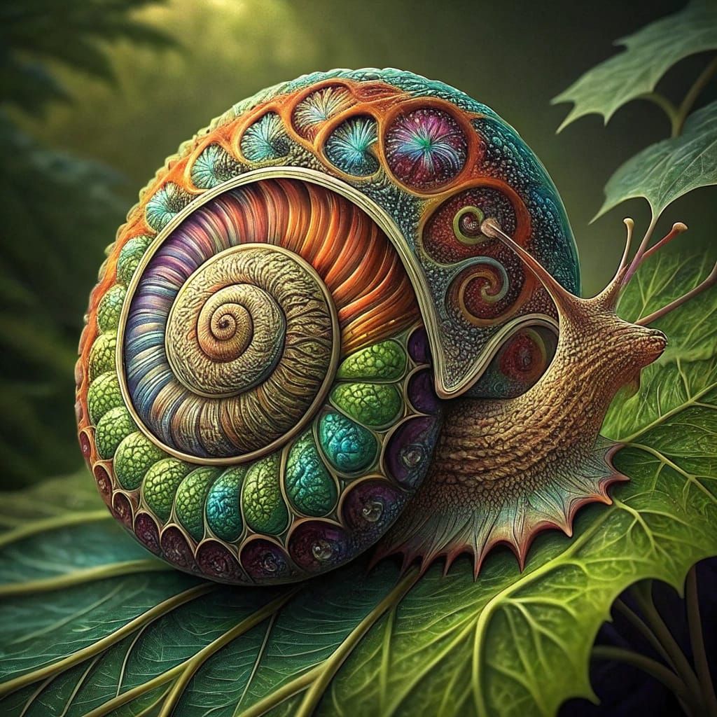 Vibrant Fractal Snail Unfolds in Hyper Realistic Detail
