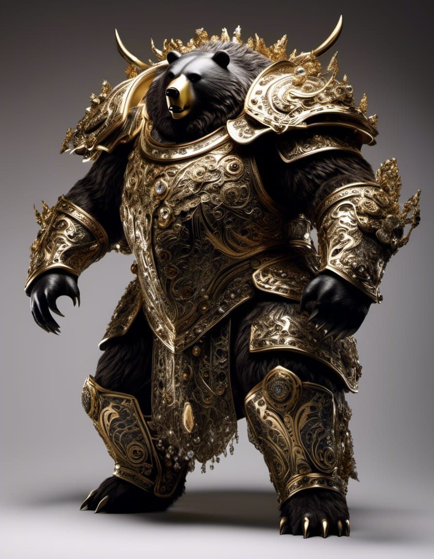 Armored Bear Knight in Eerie Woodland Ambiance