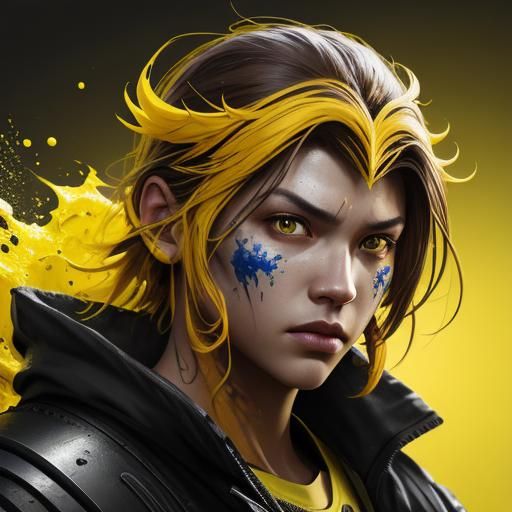 Hyperrealistic Splash Art Portrait in Yellow
