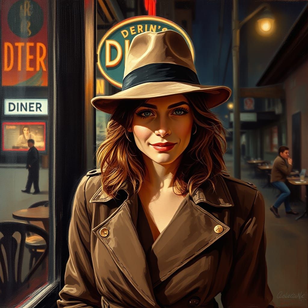 Woman in Fedora: Impressionistic Retro Film Noir