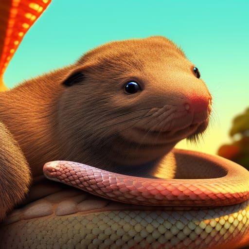 A snake befriending a wombat