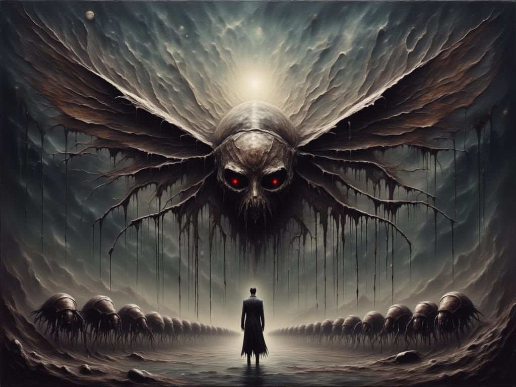 Exterminator Faces Surreal Beetle Court in Dali-Inspired Sty...