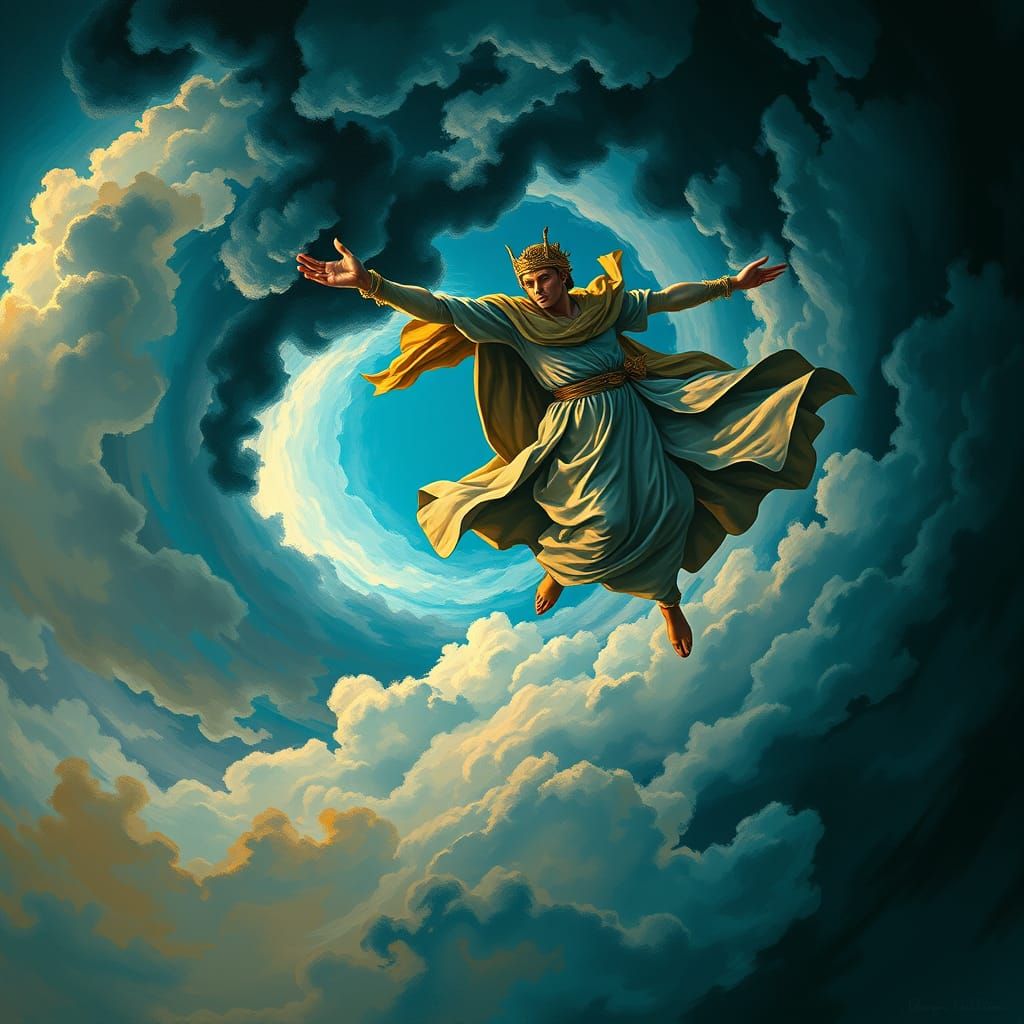 Auroral Descent of the Winged God