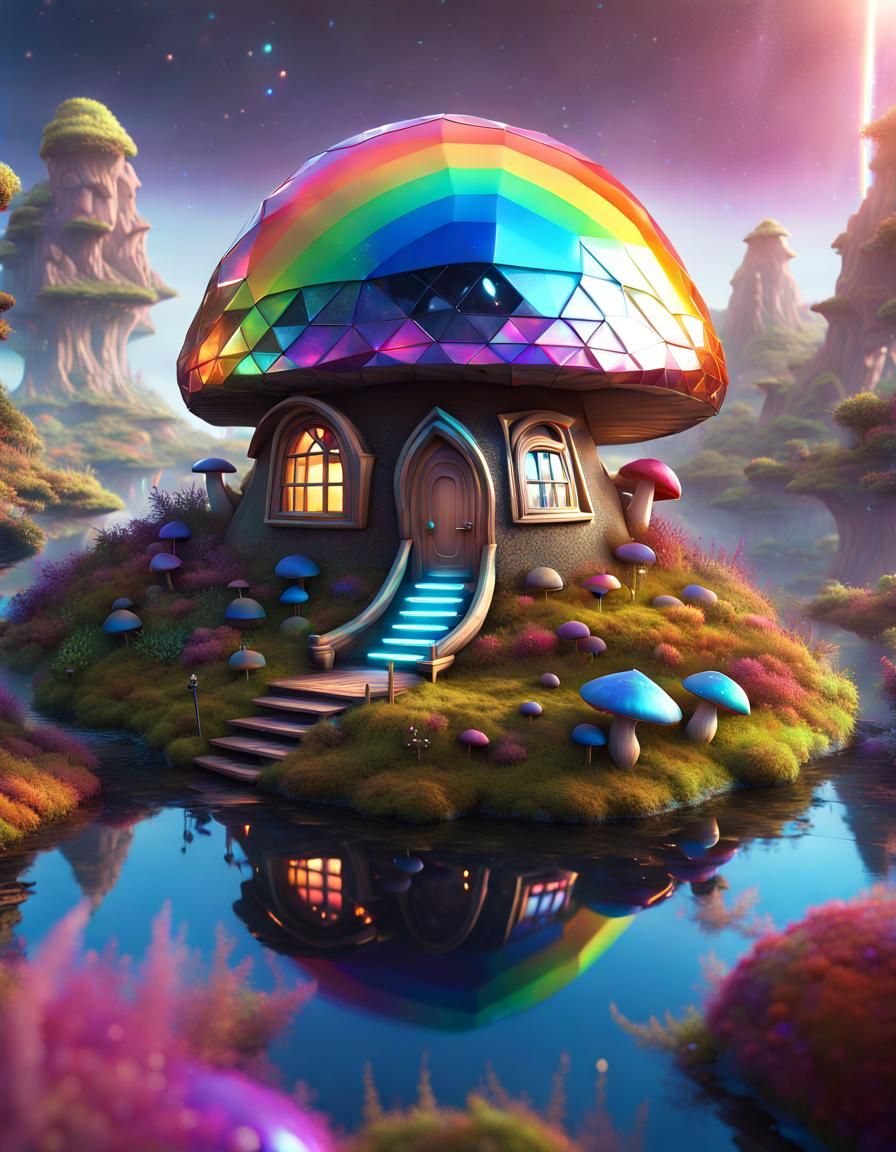 Geodesic Mushroom House in Space Fantasy