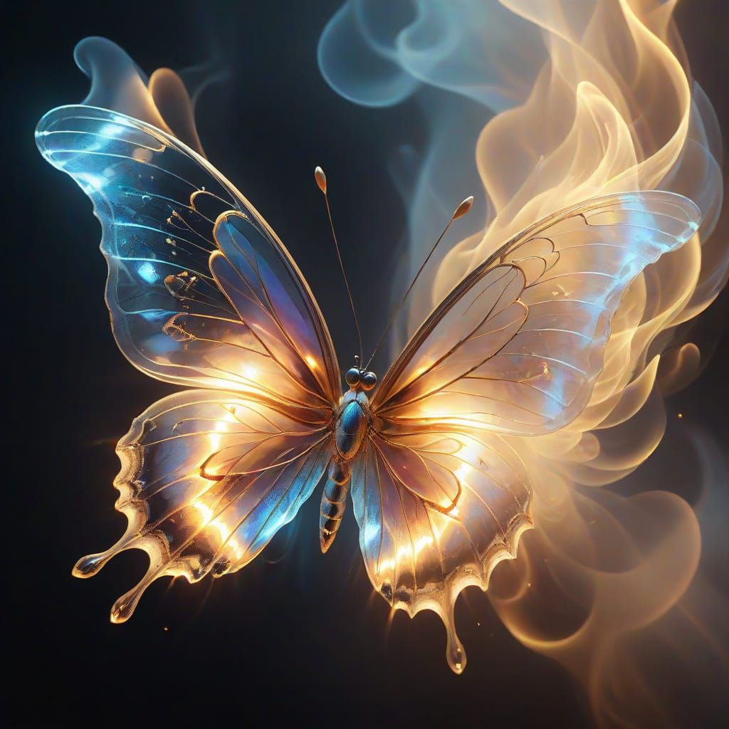 Surreal Butterfly Made of Ghostly Flames