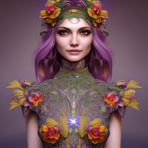 Vibrant Portrait of Woman with Intricate Dress