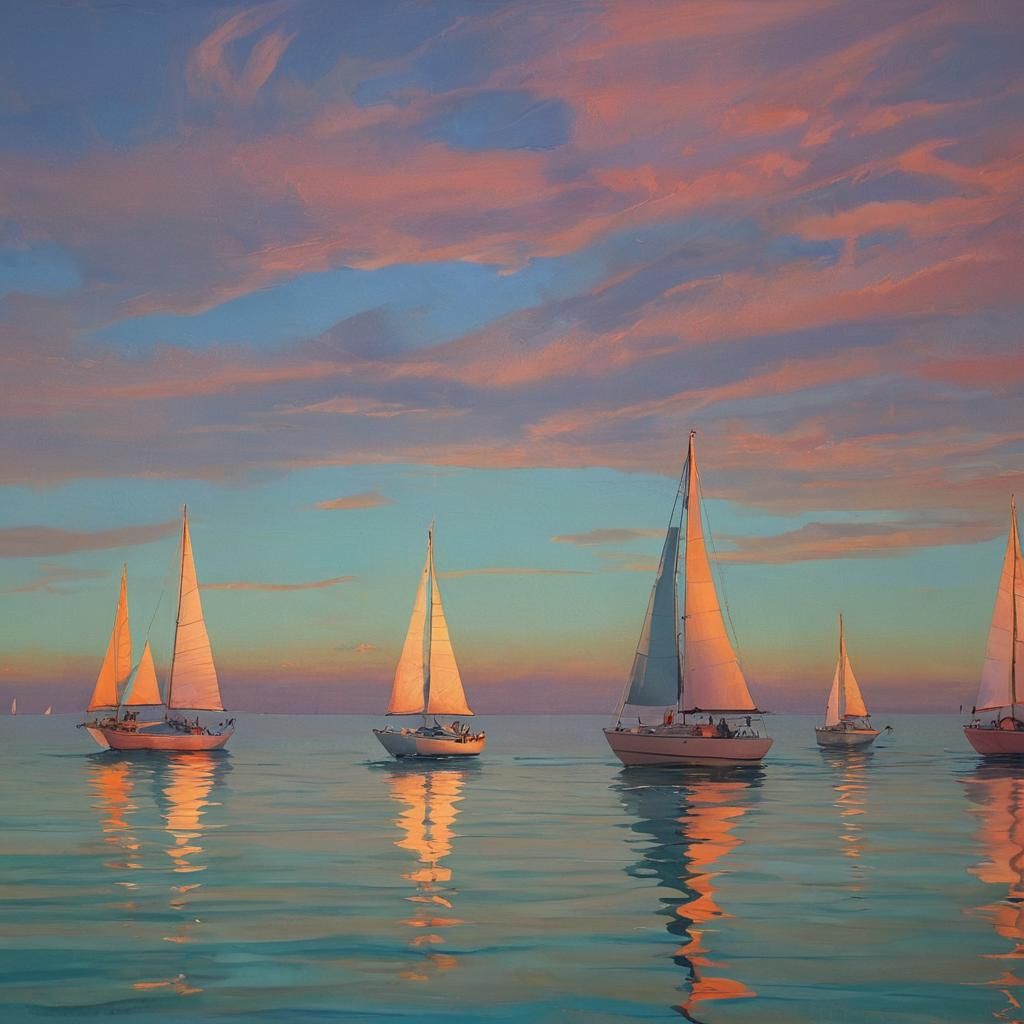 Sailboats at Key West in Fauvist Oil Painting Style