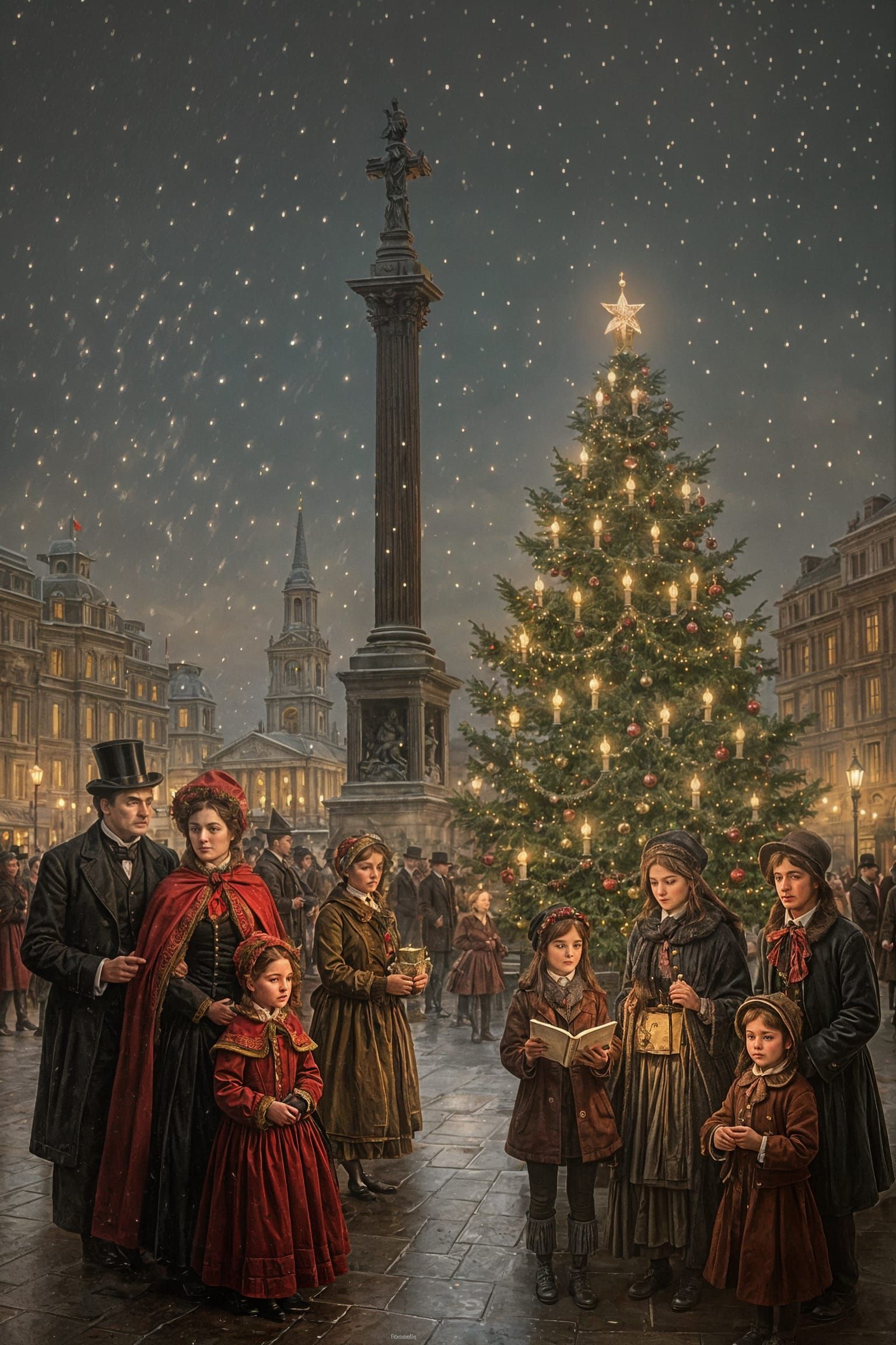 Victorian Christmas Scene in Trafalgar Square