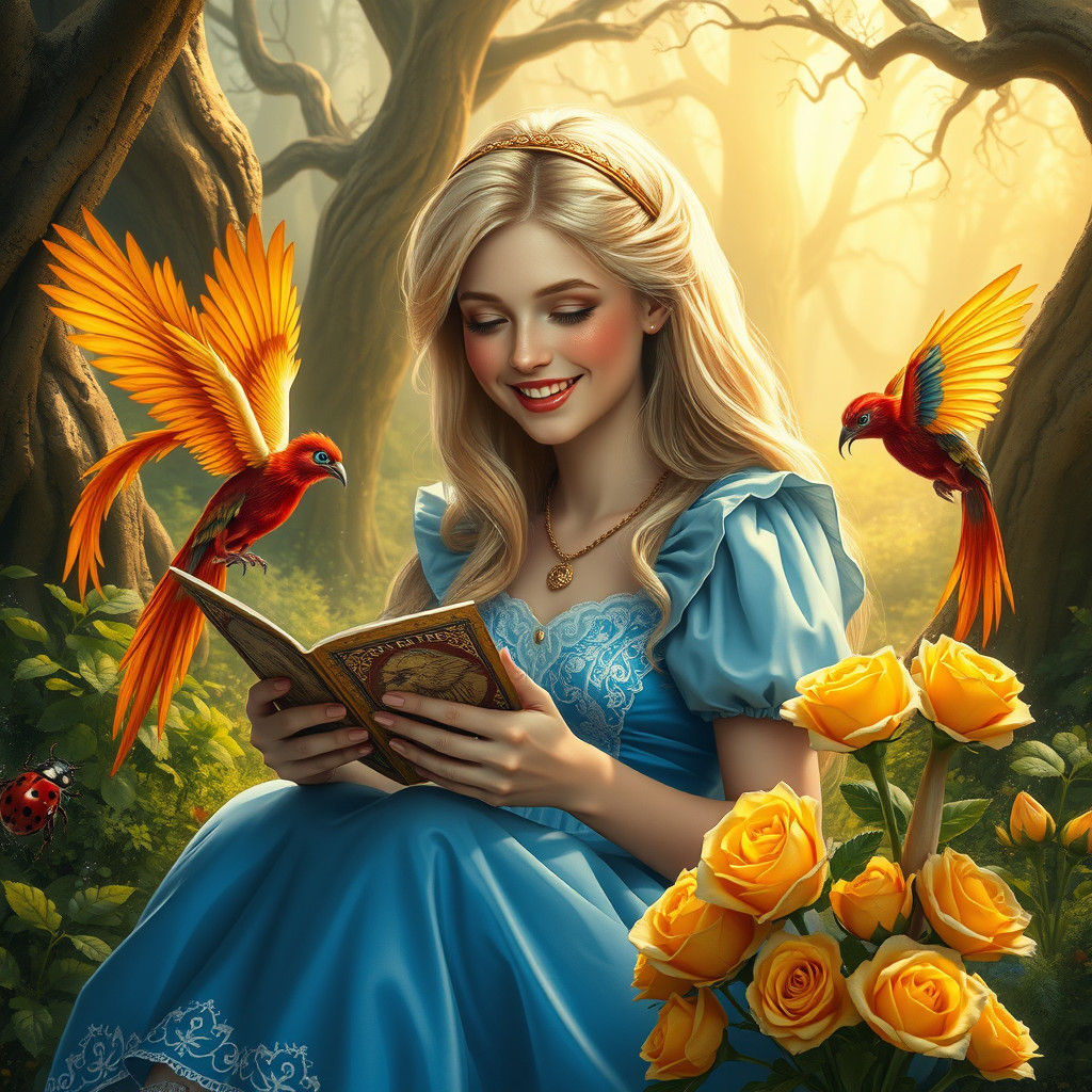 Alice in Wonderland Laughing with Phoenix, Splash Art