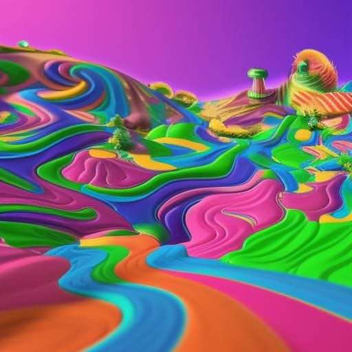 Psychedelic California Candyland in Gouache Style