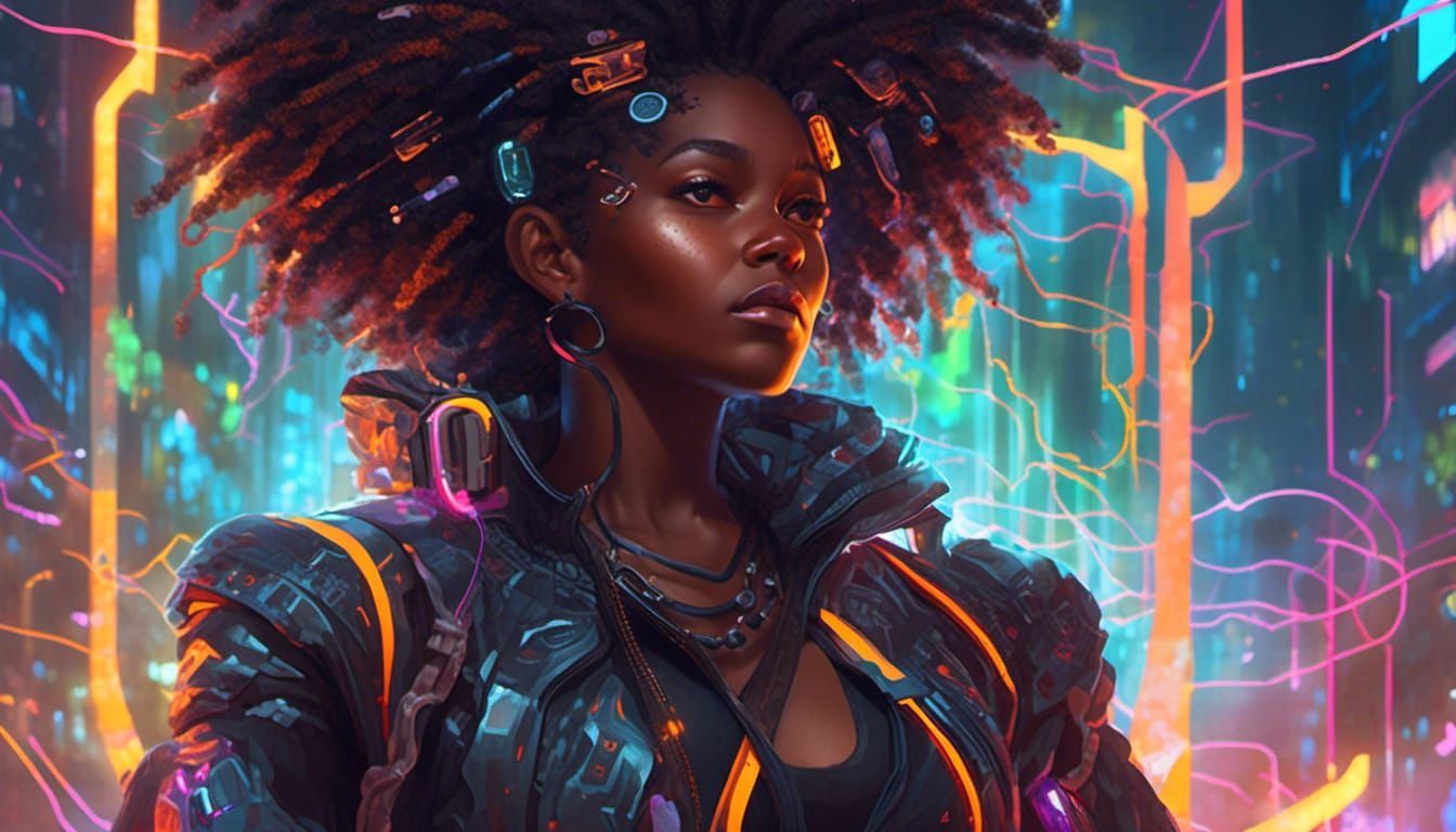Afrofuturist Dreamweaver Portrait in Hyperreal Detail