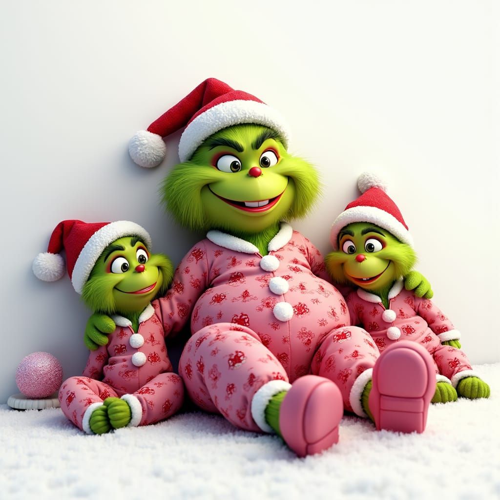 Grinch's Heartwarming Holiday Scene in Digital Art Style