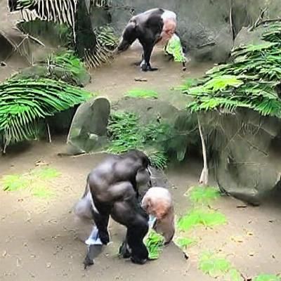 Muscular Old Man Versus Silverback Gorilla