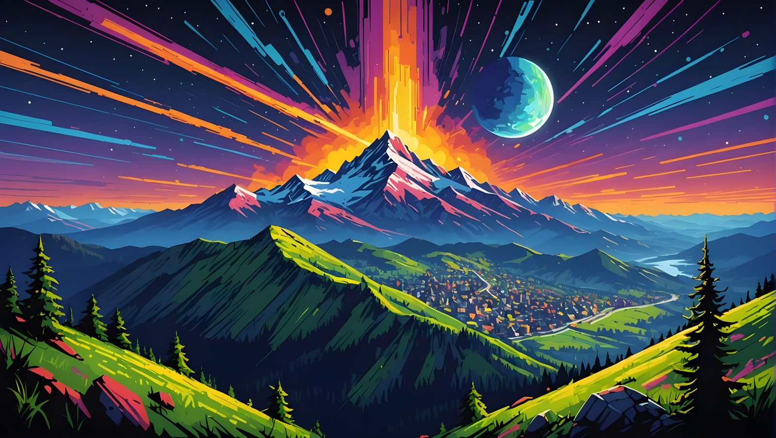 8-Bit Comet Illuminates Carpathian Peaks