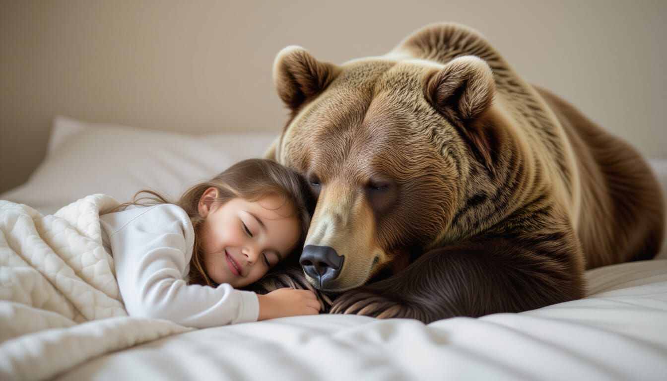 Bunny Tickles Sleeping Teddy Bear's Nose in High Detail