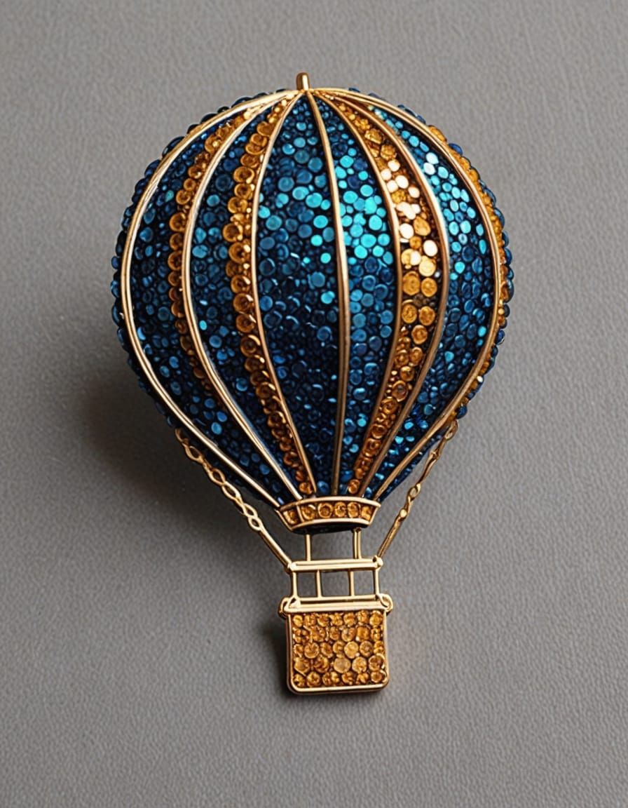 Sequin Hot Air Balloon Brooch