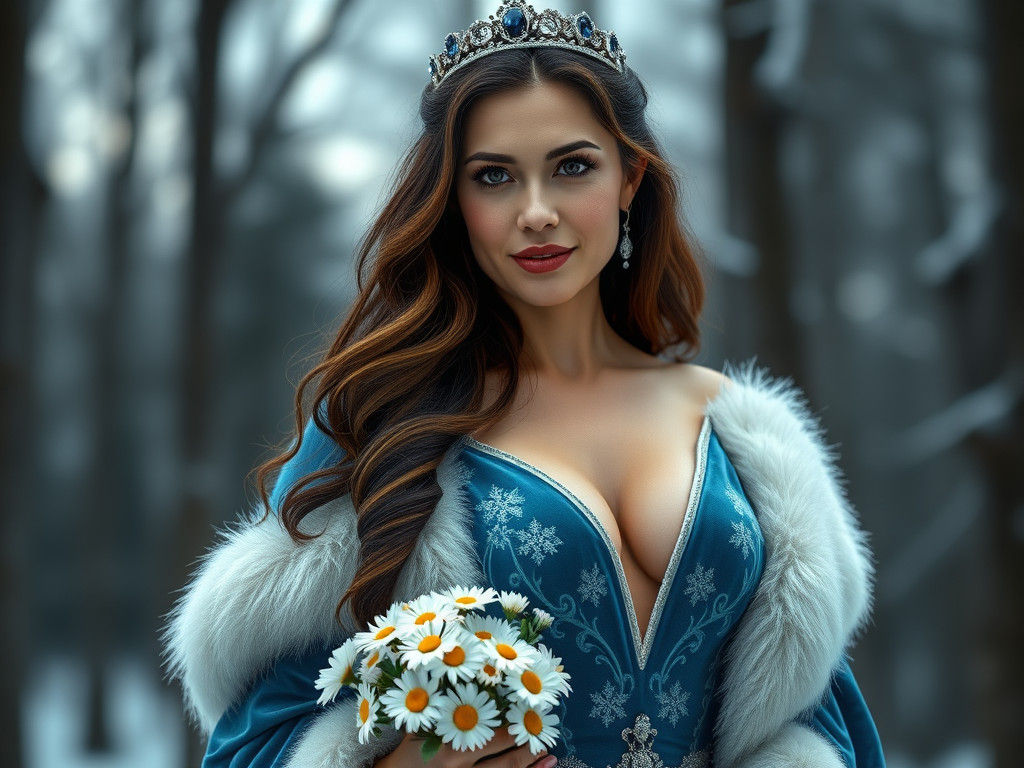 Regal Woman in Winter Forest, Fantasy Concept Art