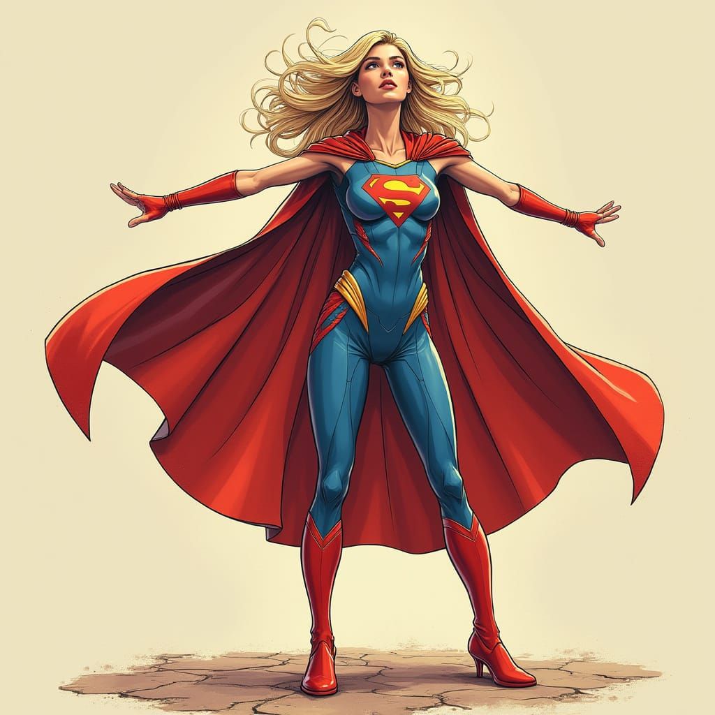 Supergirl in Futuristic Comic Book Bodysuit