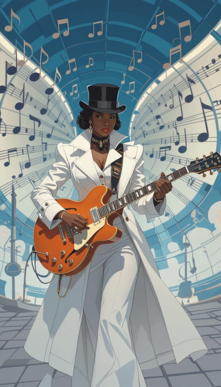 Steampunk Tunnel Scene with Woman in Victorian Coat