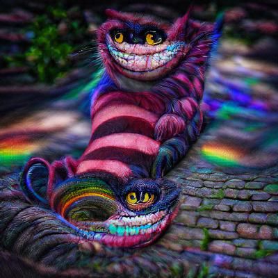 Rainbow-Eyed Cheshire Cat: A Whimsical Portrait