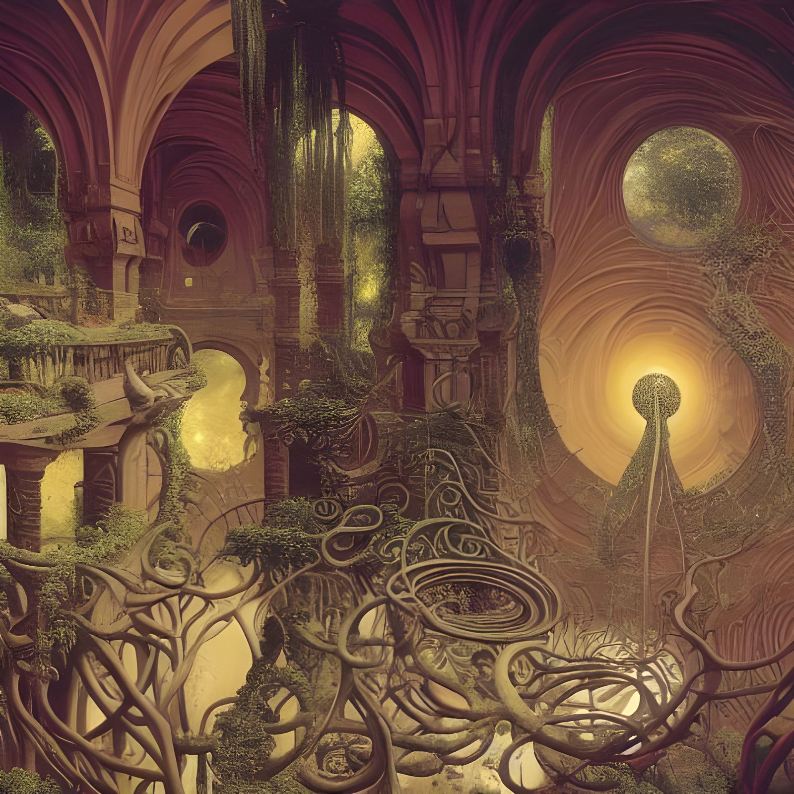 Post-Human Beings in Dreamy Celestial Architecture