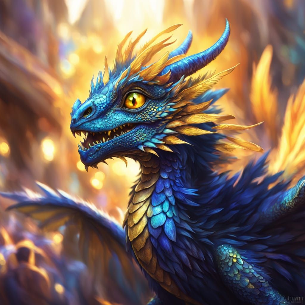 Majestic Baby Dragon in Whimsical Digital Art