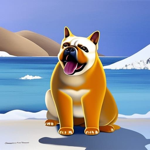 Delightful Fluffy Dog Portrait in Impressionist Style