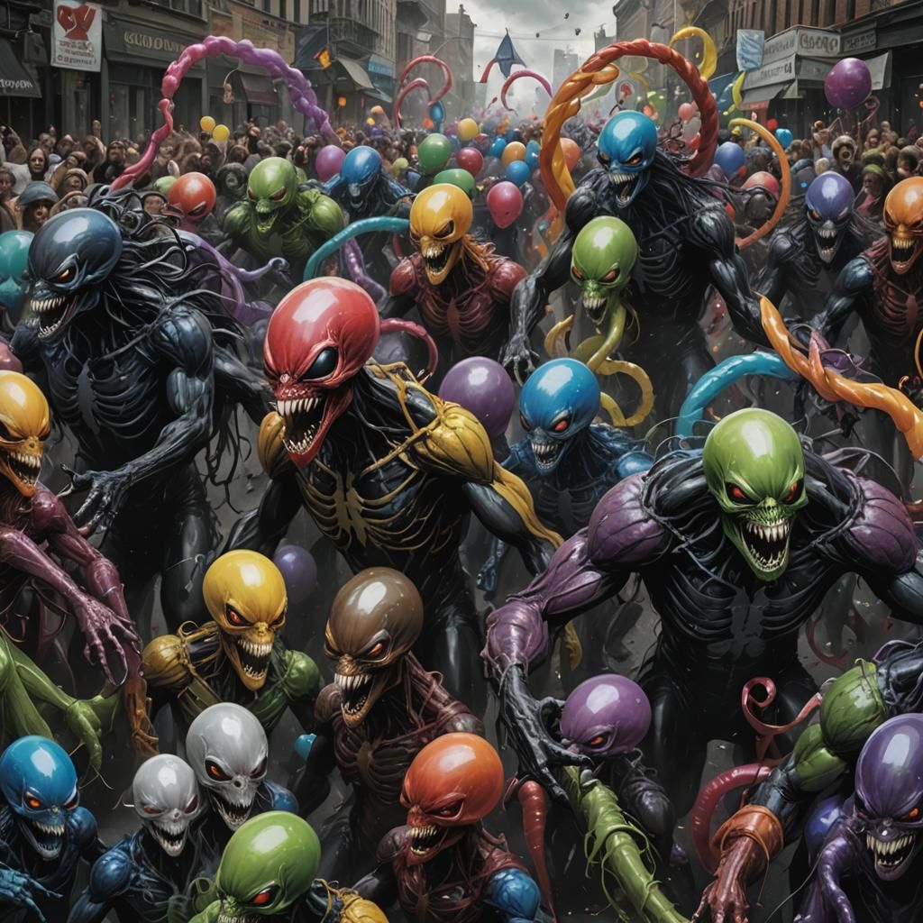 Venom Symbiote Consumes Pride Parade: Horror Concept Art
