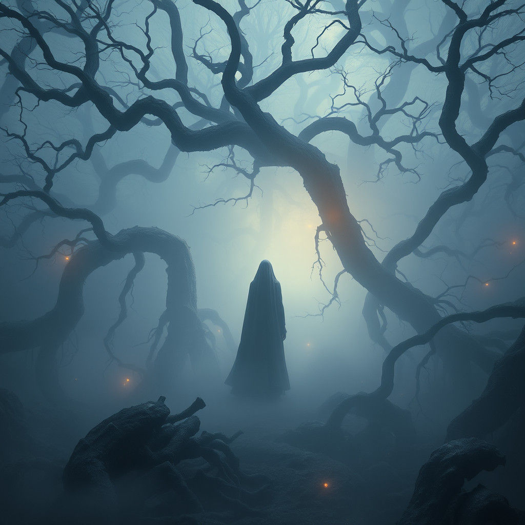 Ethereal Figure in Dreamlike Solitude