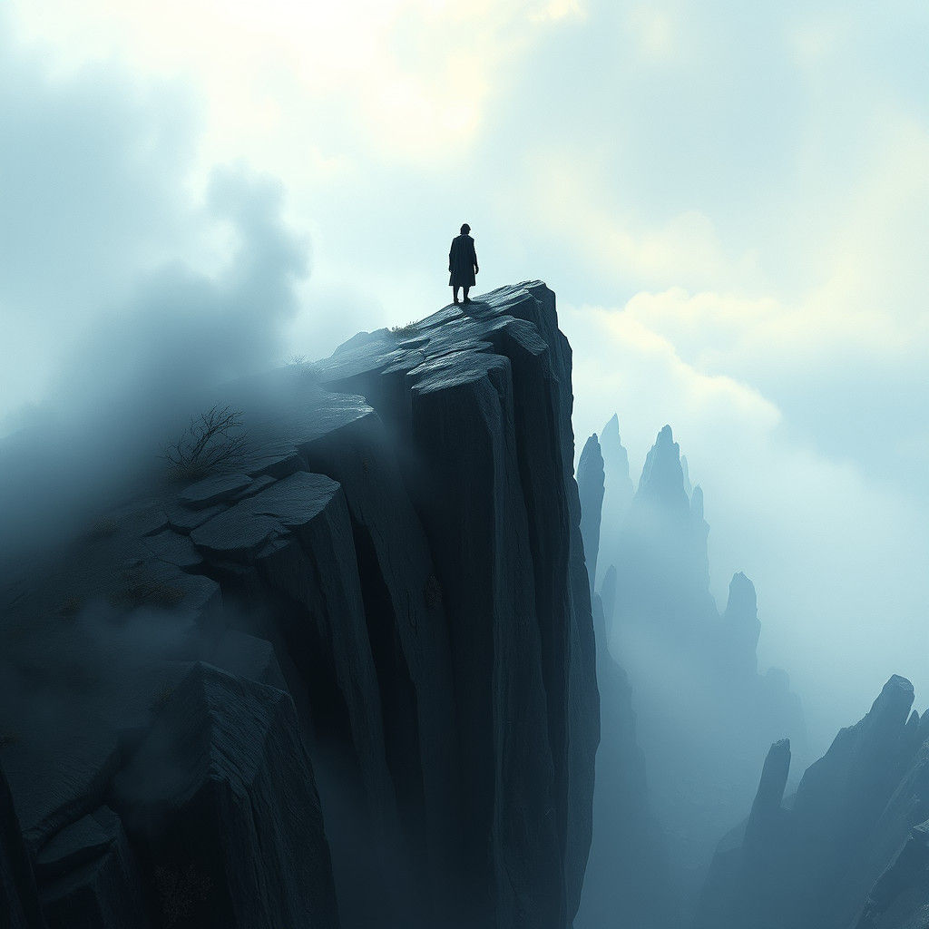 Lonely Figure in a Surreal Alien Landscape