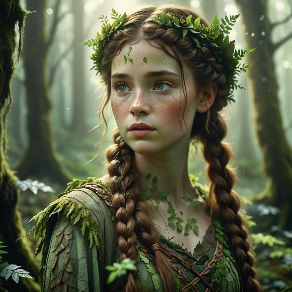 Enchanted Forest Goddess in Shimmering Light