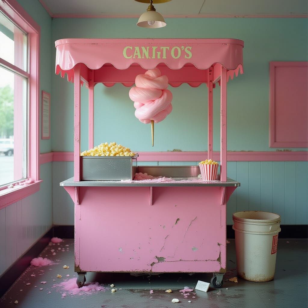 Deserted Vintage Cotton Candy Stand with Bold Colors