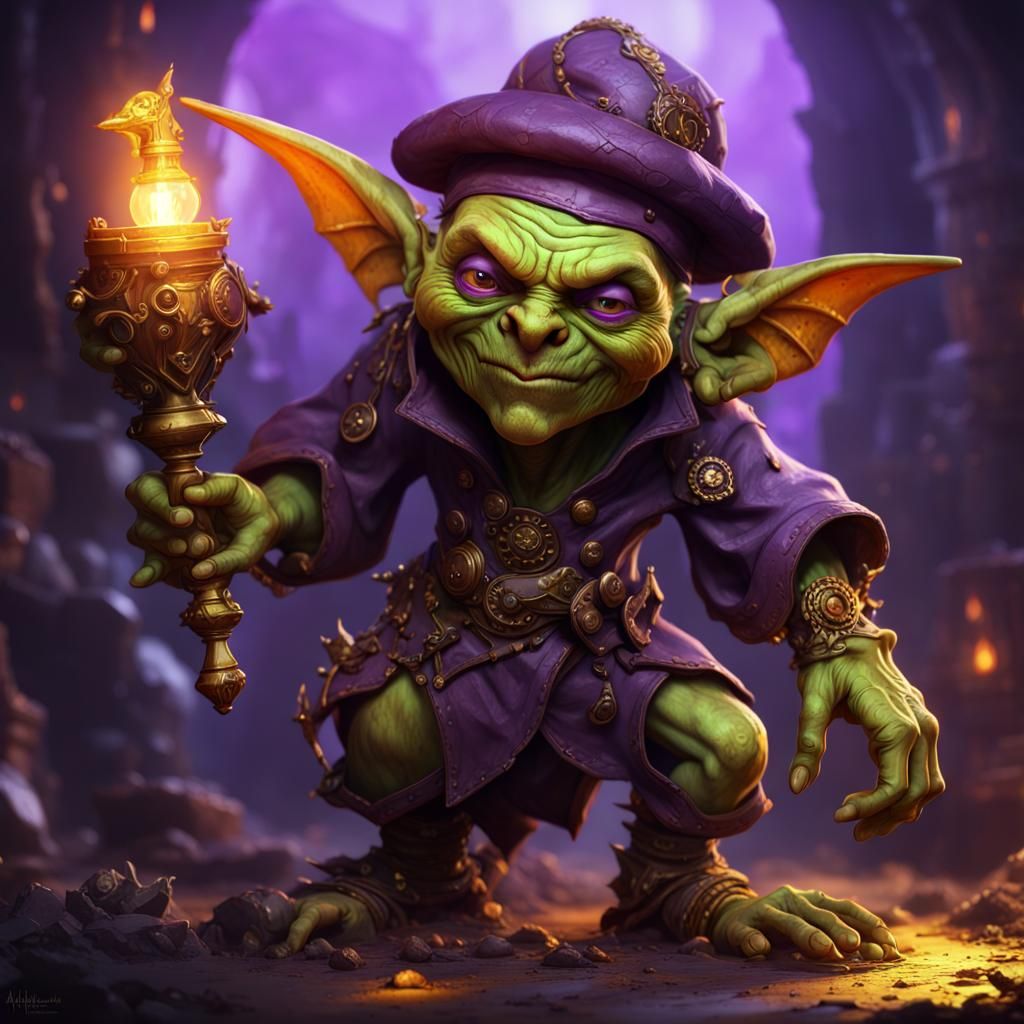Evil Treasure Goblin in Dark Fantasy Style