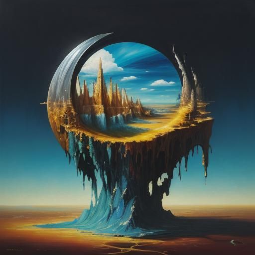 Melting Clocks in Dreamlike Surrealist Landscape