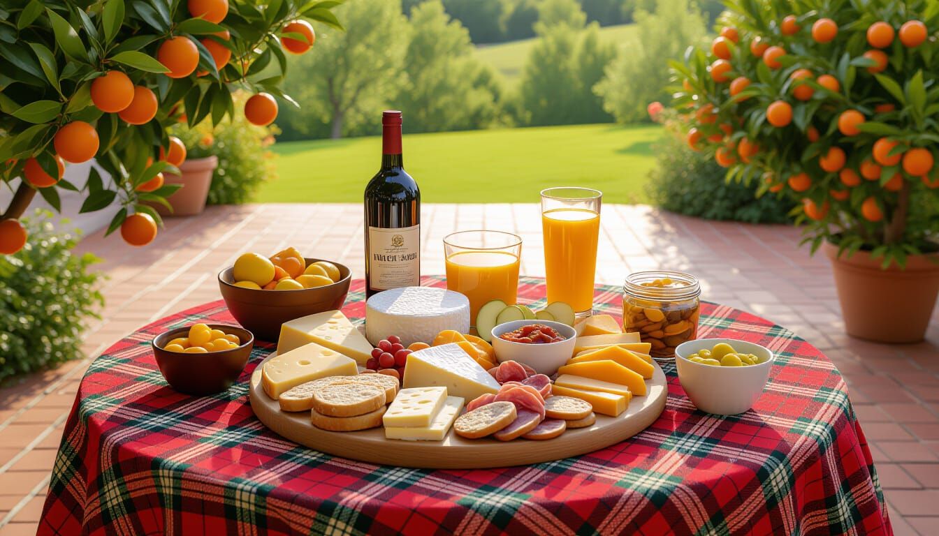 Charming Cheese Platter on Victorian Tablecloth