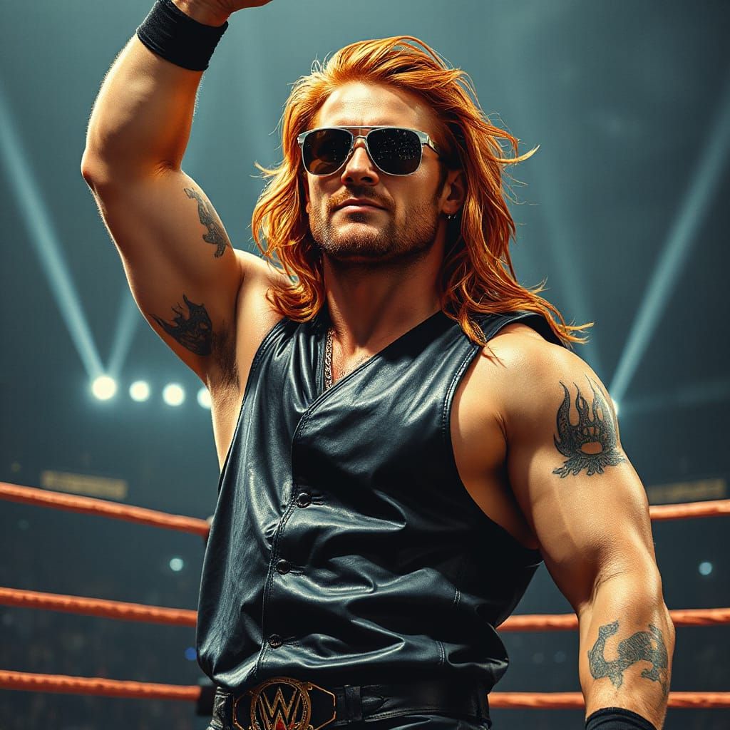 Triumphant Ginger Wrestler with Championship Belt