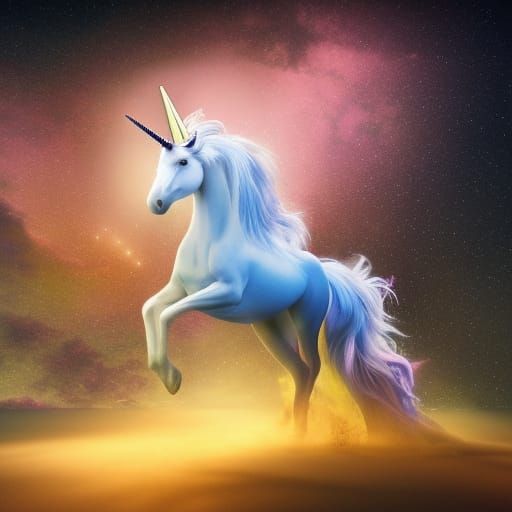 Celestial Unicorn in Magical Realism Style