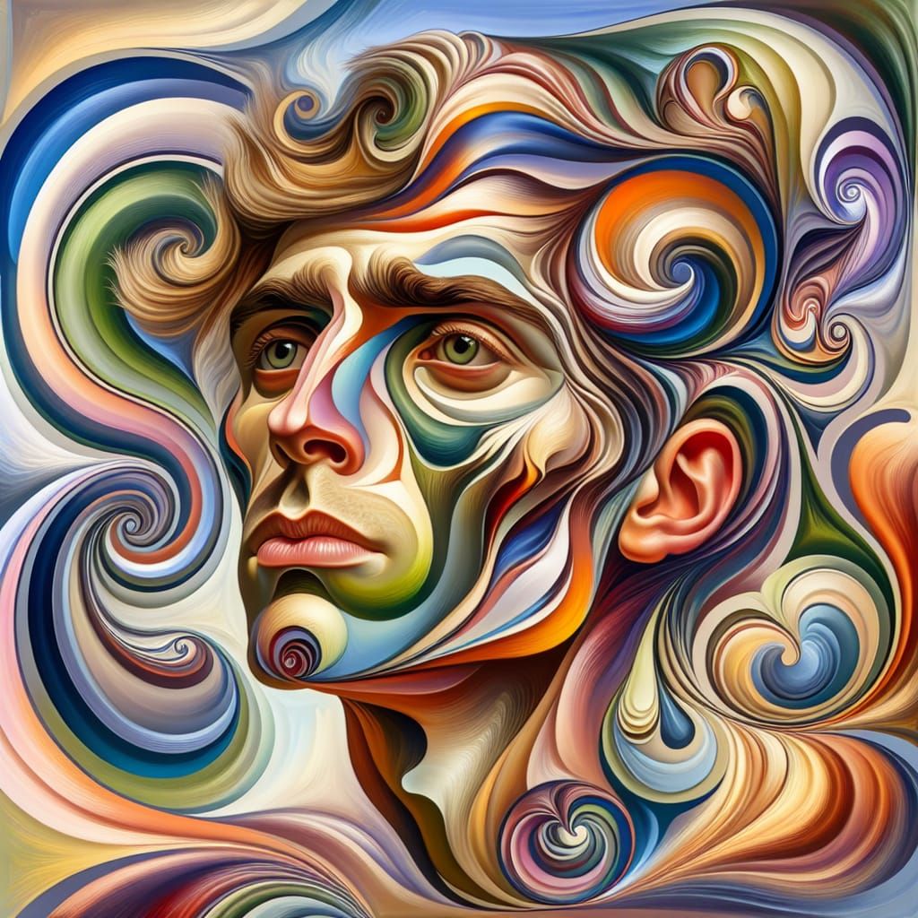Surrealist Self-Portrait of a Man in Dreamlike Style
