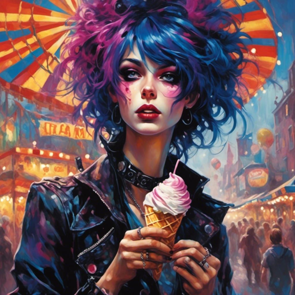 Emo Character's Carnival: Joyful Contrast