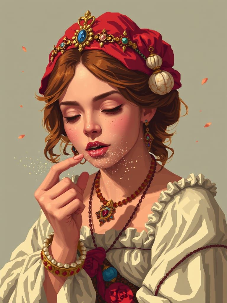 Baroque Pixel Art Eye Covered in Dust