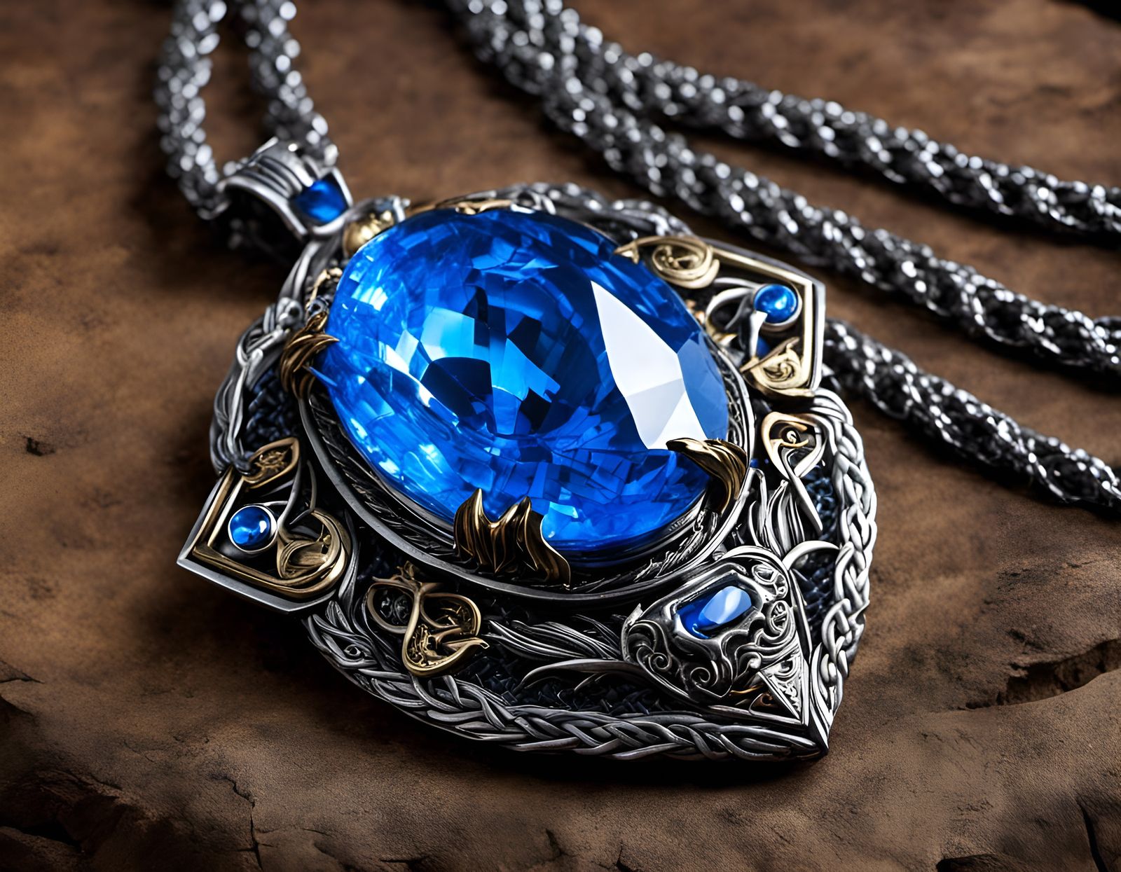 A mythical blue amulet necklace