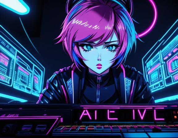 Anime Synthwave Neon Retro Scene