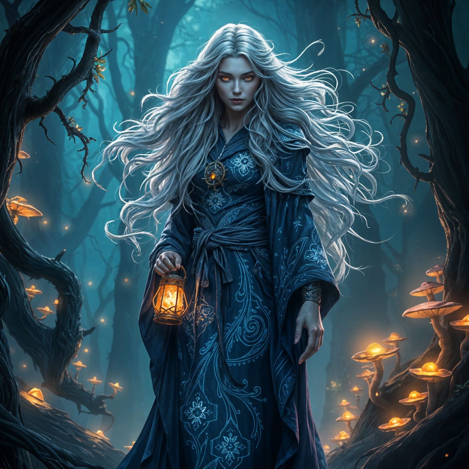 Enchanted Oracle in Vibrant Fantasy Realm