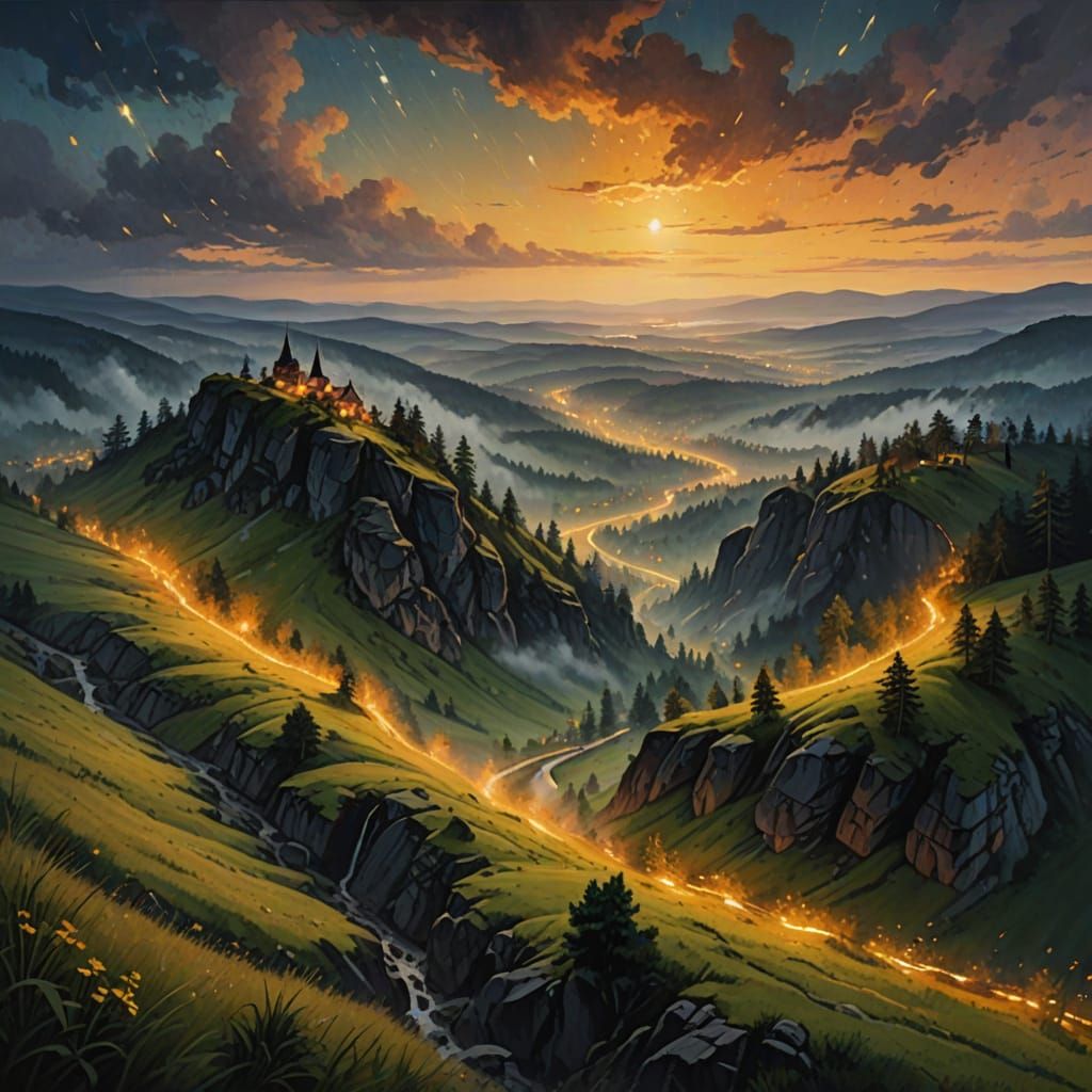 Witch Dance in Harz Mountains: German Romanticism Oil Painti...