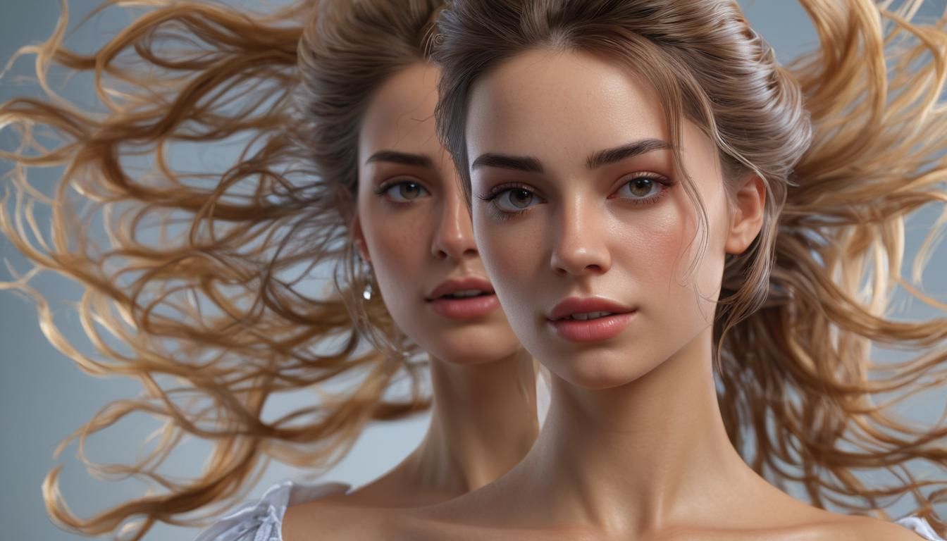 Stunning Woman in Flowing Dress: 8K Portrait