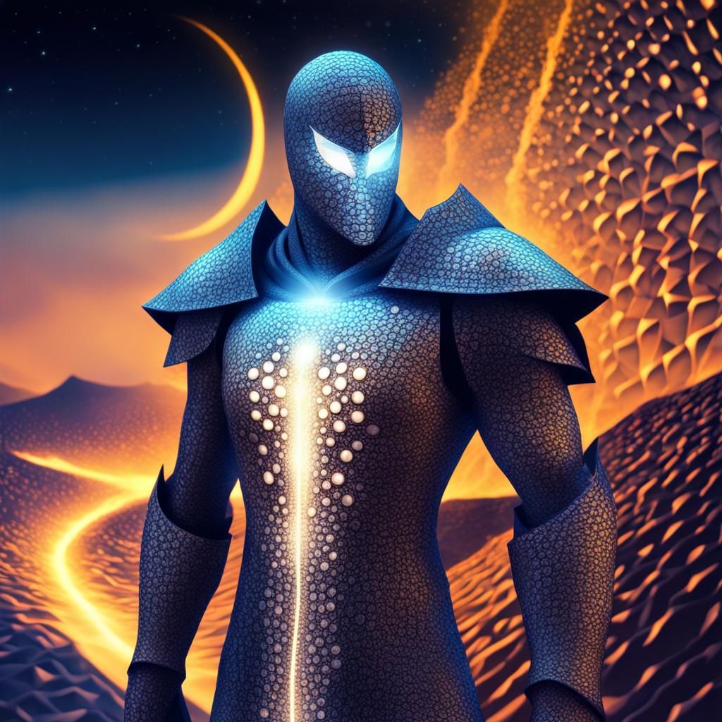 Fractal recrusive Glowing mosaic worrior