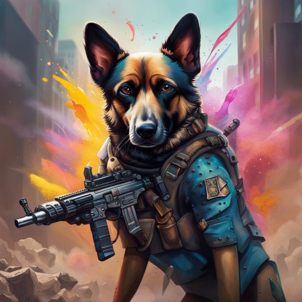 Hyperrealistic Tactical Dog in Special Forces Gear