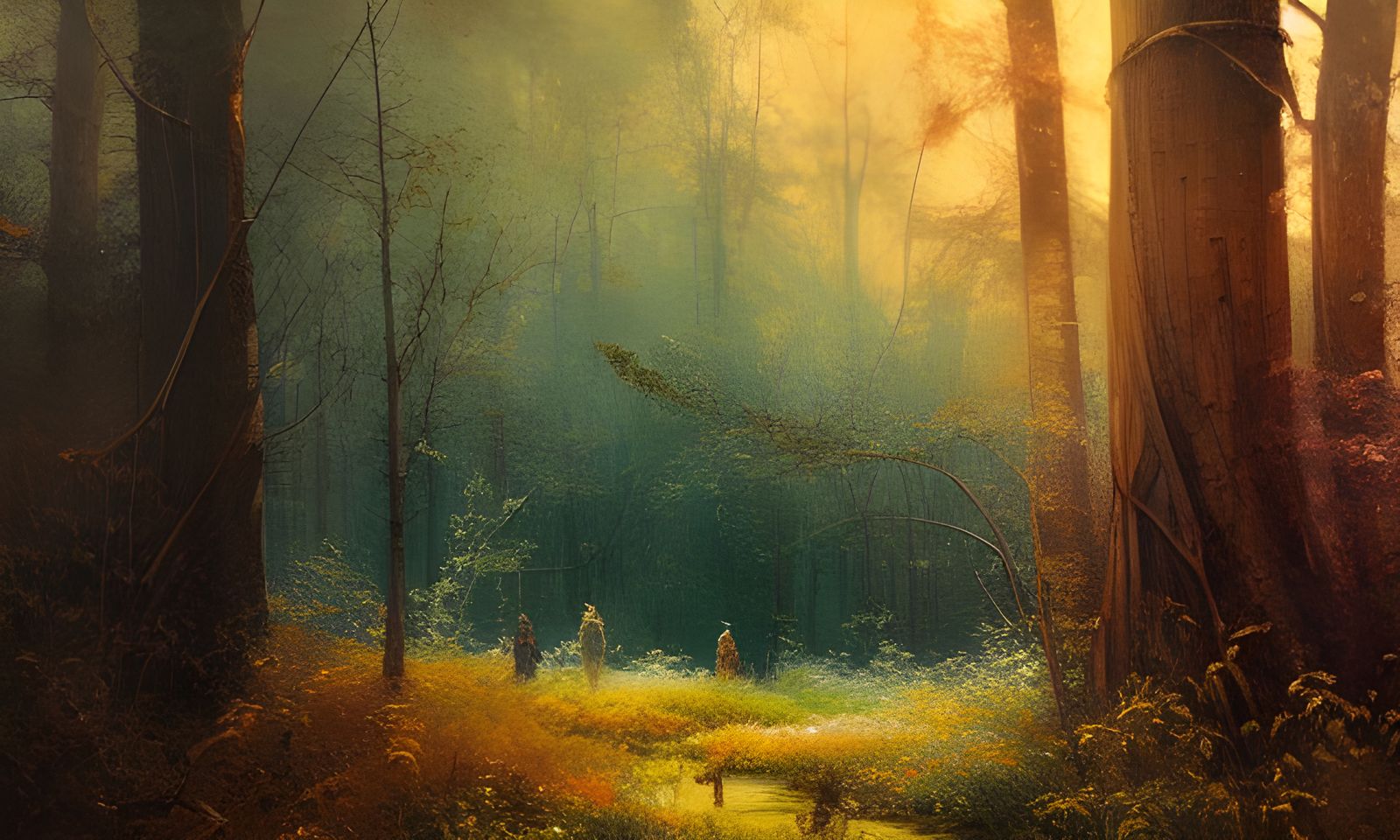 Detailed Oil Painting of Woods in Vivid Colors